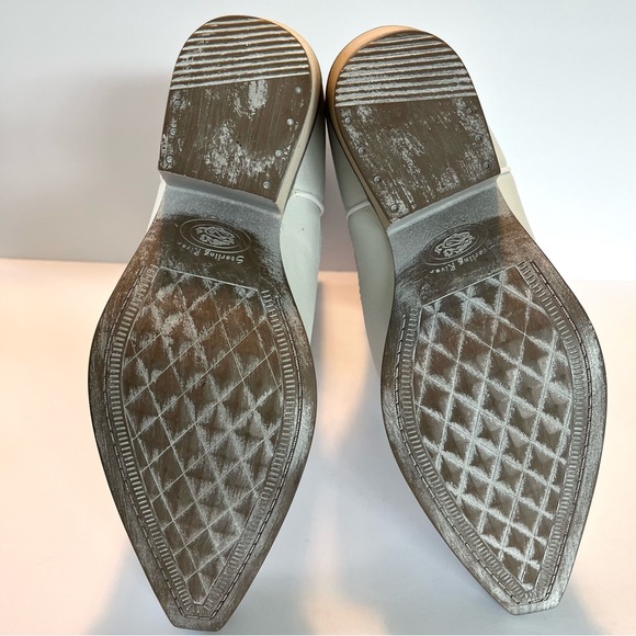 Sterling River Distressed White Gray Stitching Western Cowgirl Boots Heel SZ 10 - Picture 11 of 11